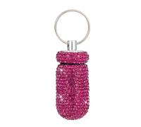 Uqezagpa Rhinestones Pills Box Small Aluminum Alloy Container Keychain Storage Bottle for Travel and Outdoor