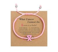 Uqezagpa Ribbon Charm Bracelet Breast Cancers Awareness Bracelets Faith Hope Courage Strength Inspirational Bangle
