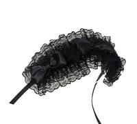 Uqezagpa Rosette Girl Ruffled Headwear Lace Trim Cosplay Flouncing Headwear French Maid Headpiece Bows Headbands Bows Hair Accessory