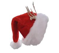Uqezagpa Santa Hats With Deer Horns And Bells All Age Plush Santa Caps For Christmas And Costume Parties Holiday Gatherings Holiday Party Hat