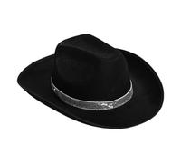 Uqezagpa Sequined Belt Cowgirls Hat For Women Roll Brim Role Play Cowgirls Hat Wedding Party Props Bachelorettes Party Headwear Halloween Cowgirl Western