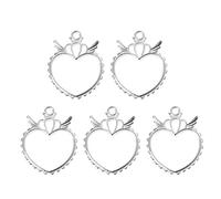 Uqezagpa Set Hollow Wings Heart Frame Pendant Open Back Bezel UV Resin Jewelry Making For Press Flower Art Craft Necklace Hollow Pendant Frame Blanks