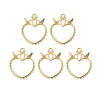 Uqezagpa Set Hollow Wings Heart Frame Pendant Open Back Bezel UV Resin Jewelry Making For Press Flower Art Craft Necklace Hollow Pendant Frame Blanks