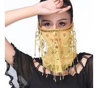 Uqezagpa Shimmering Mesh Face Cover For Artistic Motion Celebration Costume Accessory Breathable Face Lightweight Design Sequins Dance Veil