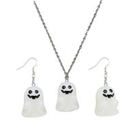 Uqezagpa Shining Jewelry Set Halloween Necklace And Earrings Set Adjustable Length Necklace Pendant Fashion Accessories Unique Jewelry