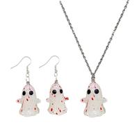 Uqezagpa Shining Jewelry Set Halloween Necklace And Earrings Set Adjustable Length Necklace Pendant Fashion Accessories Unique Jewelry