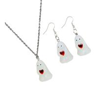 Uqezagpa Shining Jewelry Set Halloween Necklace And Earrings Set Adjustable Length Necklace Pendant Fashion Accessories Unique Jewelry