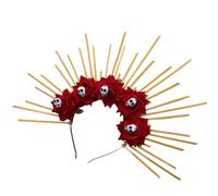 Uqezagpa Skull Rose Headband For Festival Crowns Hairband Stage Performances Hairhoop Female Crownpiece Skull Flower Headpiece Festival Photo Props