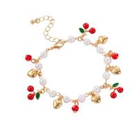 Uqezagpa Small Fruit Delicate Hand Jewelry Heart Sweet Accessories Alloy Texture Suitable for Special Event Strawberry Pearls