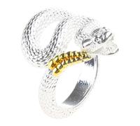 Uqezagpa Snake with Tail Copper Rattlesnake Shaped Finger Jewelry Adjustable Serpent Men Women Rattlesnake for Men