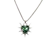 Uqezagpa Sophisticated Love Heart With Thorns Necklace Charm Sturdy Alloy Fashion Jewelry Accessory For Elegant Styles Daily Use Gemstones Pendant
