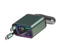 Uqezagpa Speed Car Chargers 65W Double Type C & USB Port Retractable Designs Car Chargers With Surrounding Lighting For Vehicle Ambient Lighting Charger