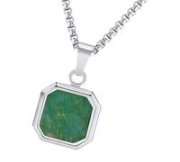 Uqezagpa Square Natural Stone Pendant Necklace Geometric Gemstones Charm Neckchain for Women and Men Handmade