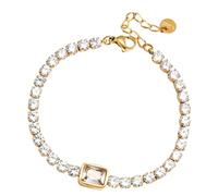 Uqezagpa Square Zircon Stainless Steel Chain Stackable Jewelry for Casual or Formal Outfits Stainless Steel Zircon