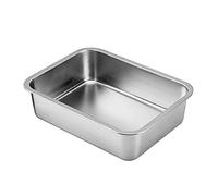 Uqezagpa Stainless Steel Cats Litter Pan Never Absorbs No Residue Build Up Rust Resistant Easy Cleaning Box 4" Box for Older Cats