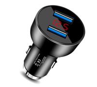 Uqezagpa Stainless Steel Digital Display Car Charging Aluminum Alloy Display Screen Vehicle Charging Adapter 5V3.1A