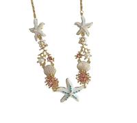 Uqezagpa Starfishes Shell Pearls Bracelet Adjustable Chain Necklace Beach Vacation Jewelry Pendant Necklace for Various
