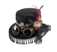 Uqezagpa Steampunks Top Hat Unisex Nonwoven Victorians With Goggles Unisex Costume Cool HippiesHat Halloween Headwear Steampunks Hat For Music Festival