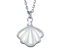 Uqezagpa Sterlings Silver Projective Sea Shell Necklace Adjustable Length Neckchain Stylish Ornament For Daily And Party Wear Trendy Silver Accessory