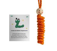 Uqezagpa Stress Relief Green Crochet Caterpillars Handmade Crochet Stress Reliever Gifts Card Accessory For Emotion Figure