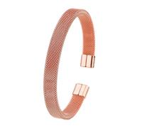 Uqezagpa Sturdy Stainless Steel Open Cuff with Mesh Design Unisex C Shaped Bangle for Everyday Wear Casual Outfits Contemporary C Shaped Wristband