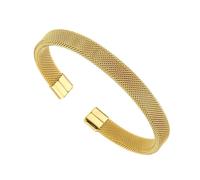 Uqezagpa Sturdy Stainless Steel Open Cuff with Mesh Design Unisex C Shaped Bangle for Everyday Wear Casual Outfits Contemporary C Shaped Wristband