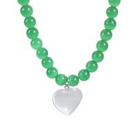 Uqezagpa Stylish Cats's Eye Stone Heart Pendant Necklace Symbolizing Mystery And Heart Love For Trendy Women Daily Wear Special Occasion Jewelry
