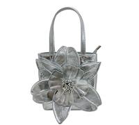 Uqezagpa Stylish Flower Evening Bag Flower Design Handbag Spacious PU Dinner Bag Wedding Bucket Purse for Prom Event Evening Purse