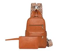Uqezagpa Stylish Shoulder Bag For Women PU Leather Chest Bag With Adjustable Strap School Backpack For Work And Social Event Fashion PU Handbag