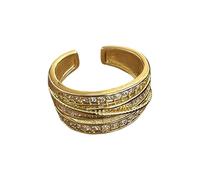 Uqezagpa Stylish Women's Gold Silver Rings Set 14K Gold Plated With Zirconia Multipurpose For Various Occasions Casual Wear Zirconia Stackable Rings