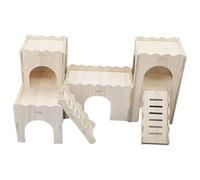 Uqezagpa Tiny Hamster Mazes Wood Houses Fun Slide Houses Double Deck Huts With Window For Dwarf Hamsters And Small Rodents Natural Wood Small Pet Homes