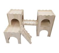 Uqezagpa Tiny Hamster Mazes Wood Houses Fun Slide Houses Double Deck Huts With Window For Dwarf Hamsters And Small Rodents Natural Wood Small Pet Homes