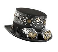 Uqezagpa Top Hat For Coser Gear Design Industrial Age Grommet Top Hat Dark Theme For Halloween Parties Cosplay Event Steampunk Gear Costume