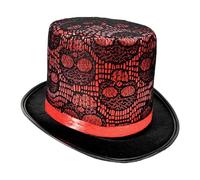Uqezagpa Trendsetting Flat Brimmed Hat With Skull Lace For The Modern Wear Halloween Elegant Skull Hat For Stage Shows Magicians