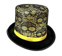 Uqezagpa Trendsetting Flat Brimmed Hat With Skull Lace For The Modern Wear Halloween Elegant Skull Hat For Stage Shows Magicians