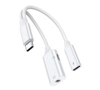 Uqezagpa Type C Headphone Jacks Splitter PD60W Power HiFi Sound Nylons Braids Cable Simultaneous Charging Sound Use Two Headphone Jacks Charging Cable