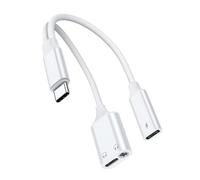 Uqezagpa Type C Headphone Jacks Splitter PD60W Power HiFi Sound Nylons Braids Cable Simultaneous Charging Sound Use Two Headphone Jacks Charging Cable