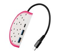 Uqezagpa Type C Male to 2x USB3.0+Type C Female Desktop Charging Adapter Multiports Fast Charging Travel Socket Phone