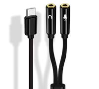 Uqezagpa Type C to 2 3.5mm Sound Adapter Cable, HiFi Sound Headphone Microphones Connectors for Music