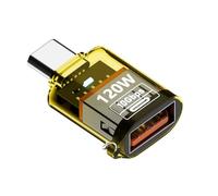 Uqezagpa Type-C To USB A Converter With Light 120W Charging 10Gbps Data Transfer USB C Extender Clear Shell Adapter Chip Protections