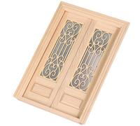 Uqezagpa Unfinished 1/12 Miniature Wooden Double Door for Creative Painting Projects and Architectural Model Displays Wooden Miniature Door Model