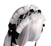 Uqezagpa Unique Punk Rivet Lace Hair Band Head Accessory For Adults Hair Hoop With Bowknot And Rivets Cosplay Maid Fashion Headwear