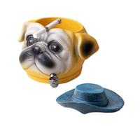 Uqezagpa Unique Resins Punk Dog Designs Ashtray with Lid Creative Ashes Holder for Windproof Use At Living Room or Balconies Dog Resins Ashtray