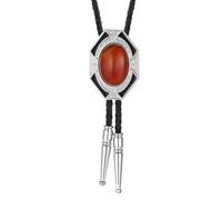 Uqezagpa Unisex Vintage Stone Pendant Bolotie Western Braided Leather Rope Necktie Jewelry Shirt Collar Chain