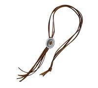 Uqezagpa Unisex Western Vintage Bolotie with Hollowed Metal Flower Pendant Tassels Cord Adjustable Necktie Festivals