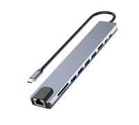 Uqezagpa USB C Multiports Adapter USB C Hubs With Fast RJ45 PD100w Charging Memory Card Access For On Traveling Professional Multifunctional Docking Station