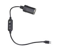 Uqezagpa USB C To 5V9V12V15V24V Car Cigarettes Socket Female Converters Adapter With Adjustable Voltages Digital Display For Dashes Camera Detectors