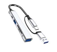 Uqezagpa USB C+USB Hubs 5 Port USB Splitter Multiport Extended Data Cable Memory Card Adapter for PC Keyboards Laptop
