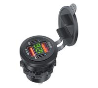 Uqezagpa USB Charging Socket 12V-24V USB Power Outlet Double QC3.0+Double Type-C Outlet With Caps Voltmeter Port For Car Chargers Design