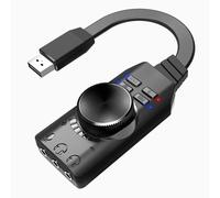 Uqezagpa USB Sound Card Virtual 7.1 Surround Sound USB Adapter Enhaner Enhances Gaming On PC Headsets Controls Card